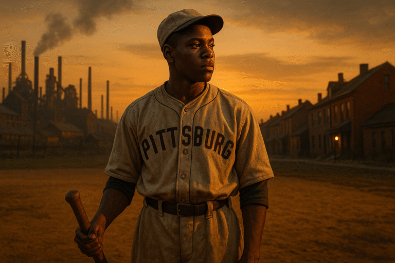 AI Image of Josh Gibson early life in Pittsburgh playing baseball on sandlots before joining the Negro Leagues.