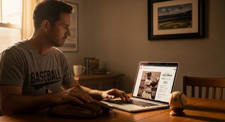 Fan searching online for rare baseball memorabilia including a Josh Gibson print.